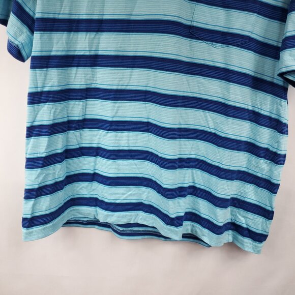 Saddlebred Mens Shrt Slv Button Top Collared Blues Striped Tee Sz Large - Picture 5 of 8